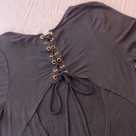 Dreamers Black t-shirt shift dress with key-hole lace up detail back. Size Med. - Picture 11 of 12